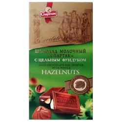 Шоколад "Спартак" молочный с цельным фундуком